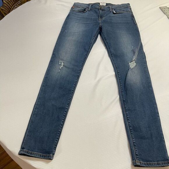 Hudson Natalie Mid Rise Super Skinny Distressed Denim Jeans Size 30 - Picture 1 of 9